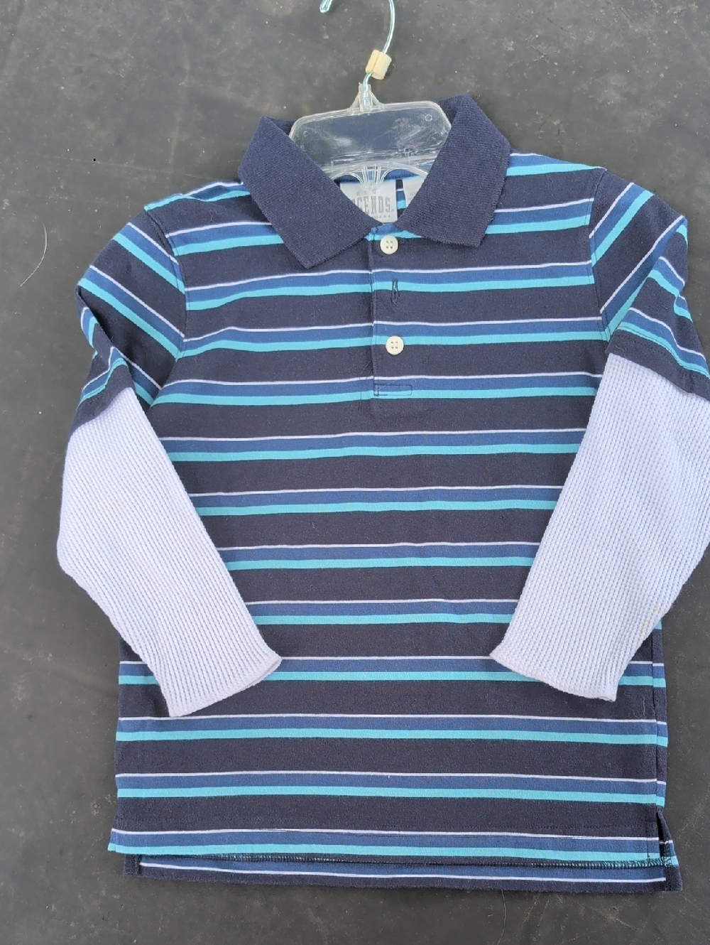 New Lengends Long-Sleeve Navy & Light Blue Striped Polo Shirt